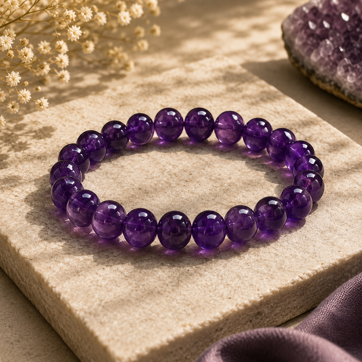 Amethyst Bracelet, 10 mm