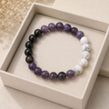 Combination of Amethyst + Lepidolite + Howlite + Black Tourmaline, 10 mm