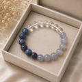 Combination of Blue Lace Agate, Sodalite, and Clear Quartz, 10 mm