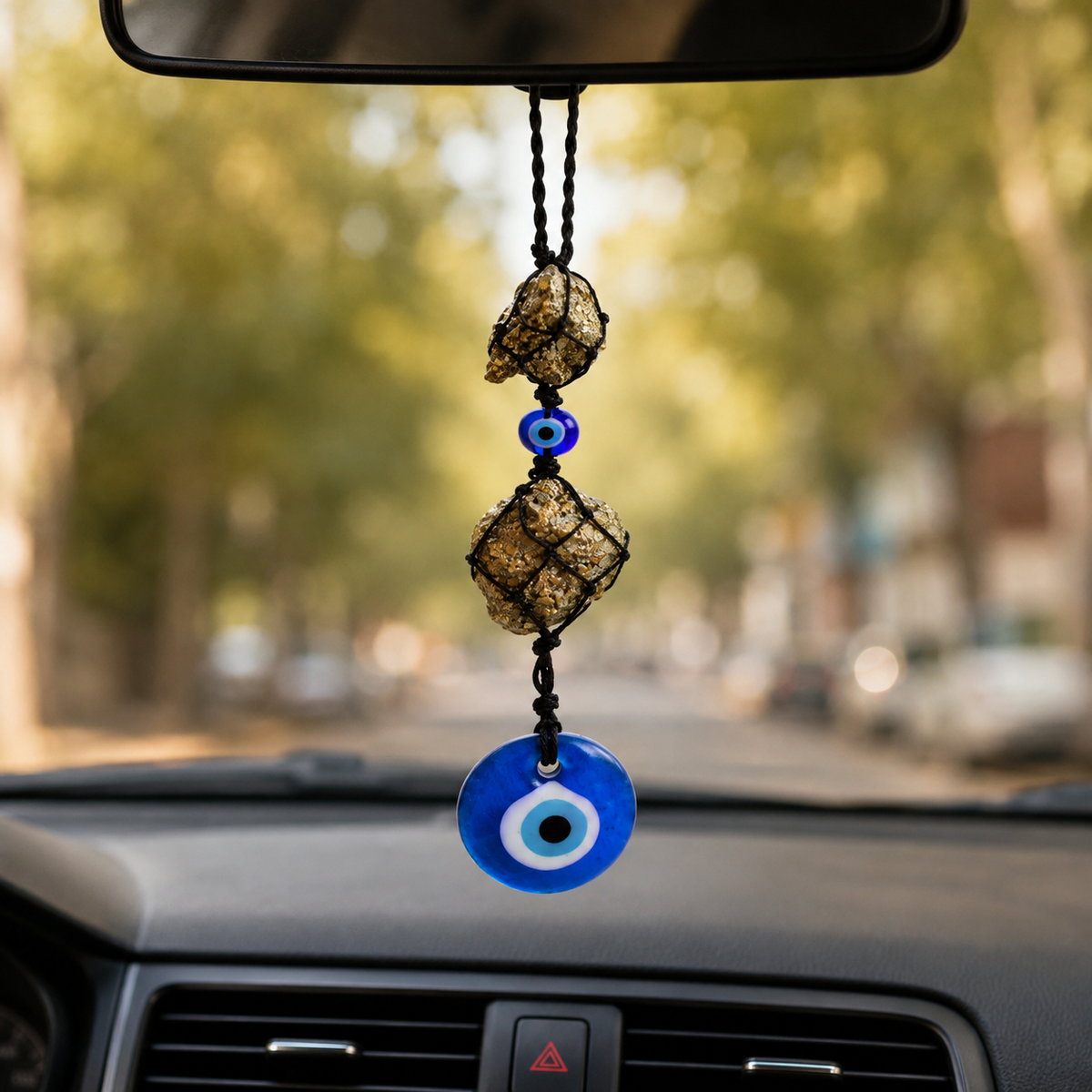 Nazar Rakshak Hanging Charm with Evil Eye and Pyrite stone for Vaastu