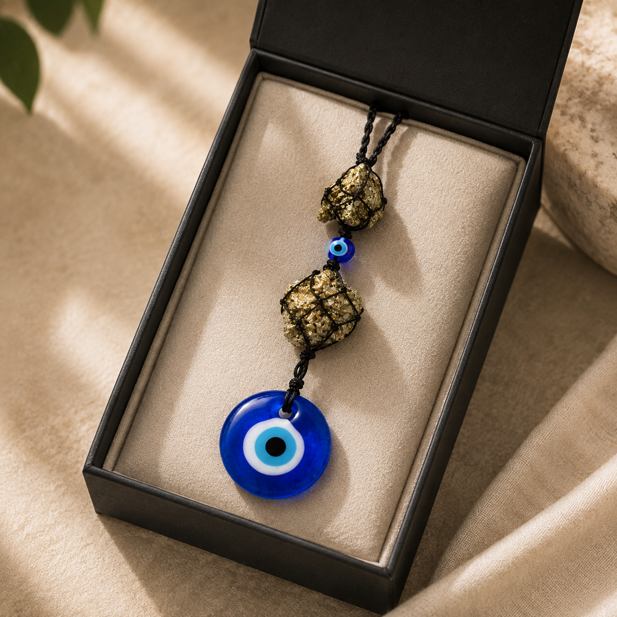 Nazar Rakshak Hanging Charm with Evil Eye and Pyrite stone for Vaastu