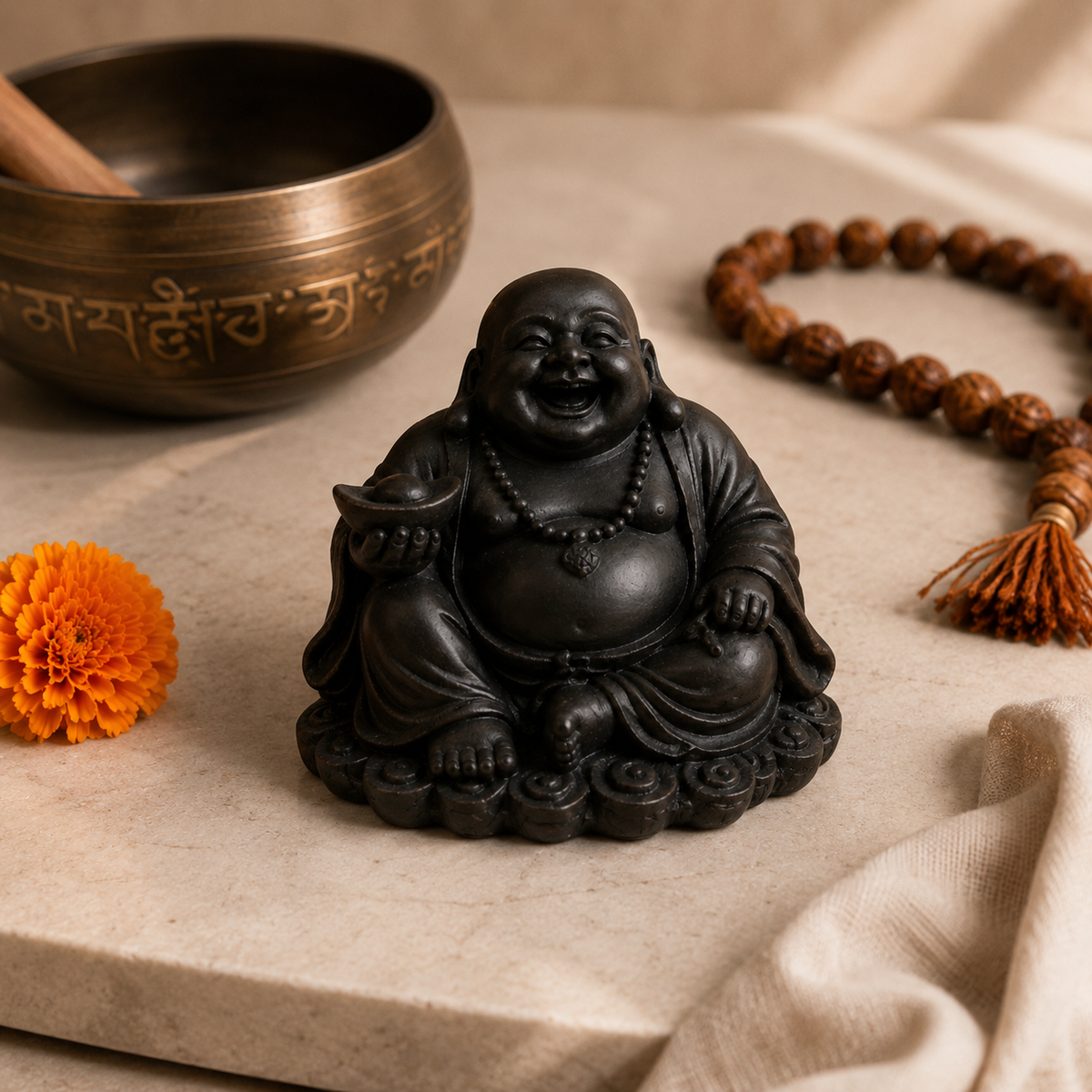 Pyrite cum Orgonite Laughing Buddha