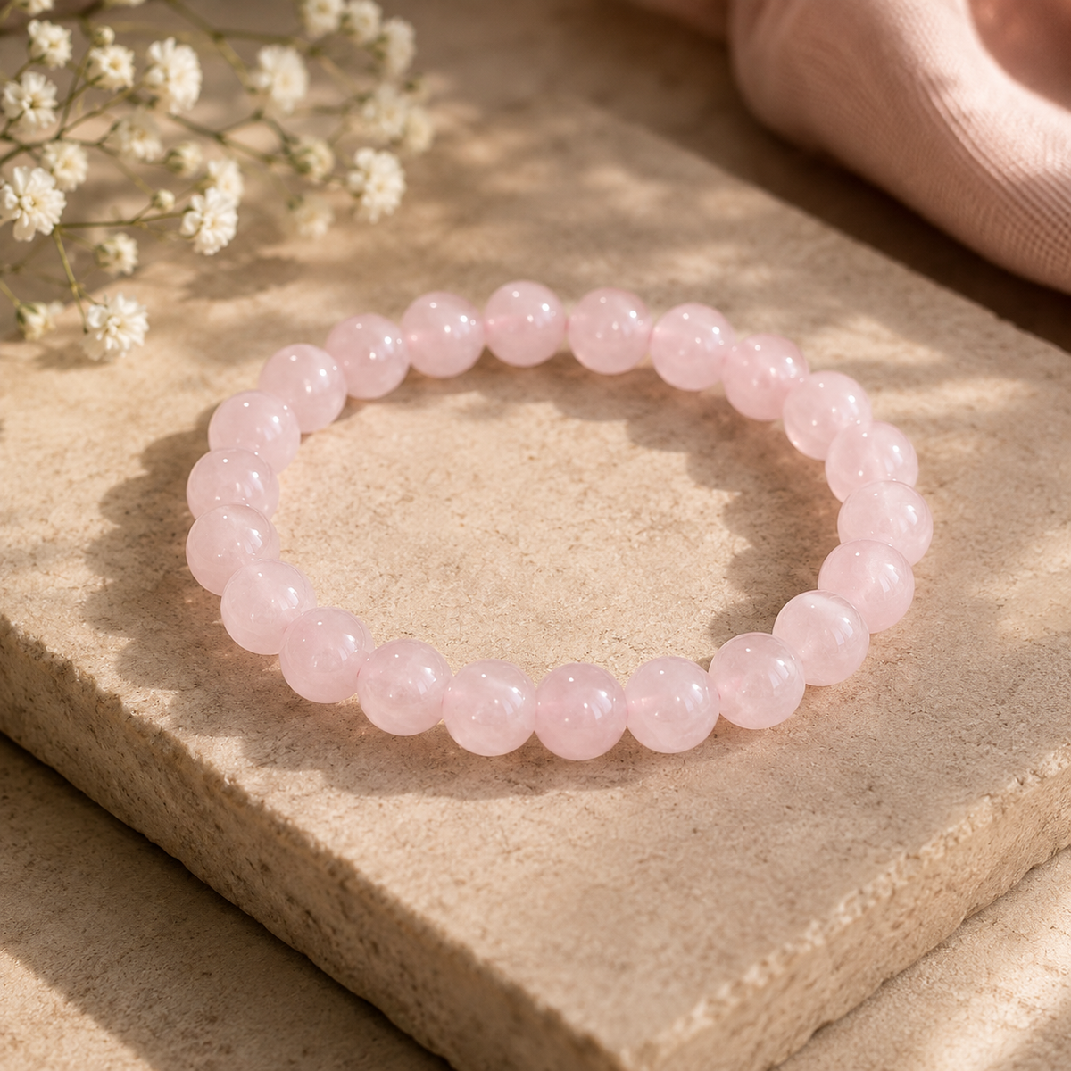Rose Quartz Bracelet, 10 mm