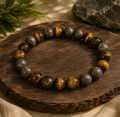 Combination of Tiger eye and Pyrite Bracelet, 10 mm